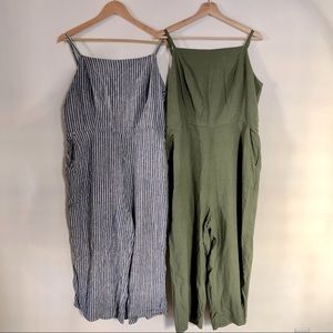 2 OLD NAVY Jumpsuits Linen Green & Striped XL